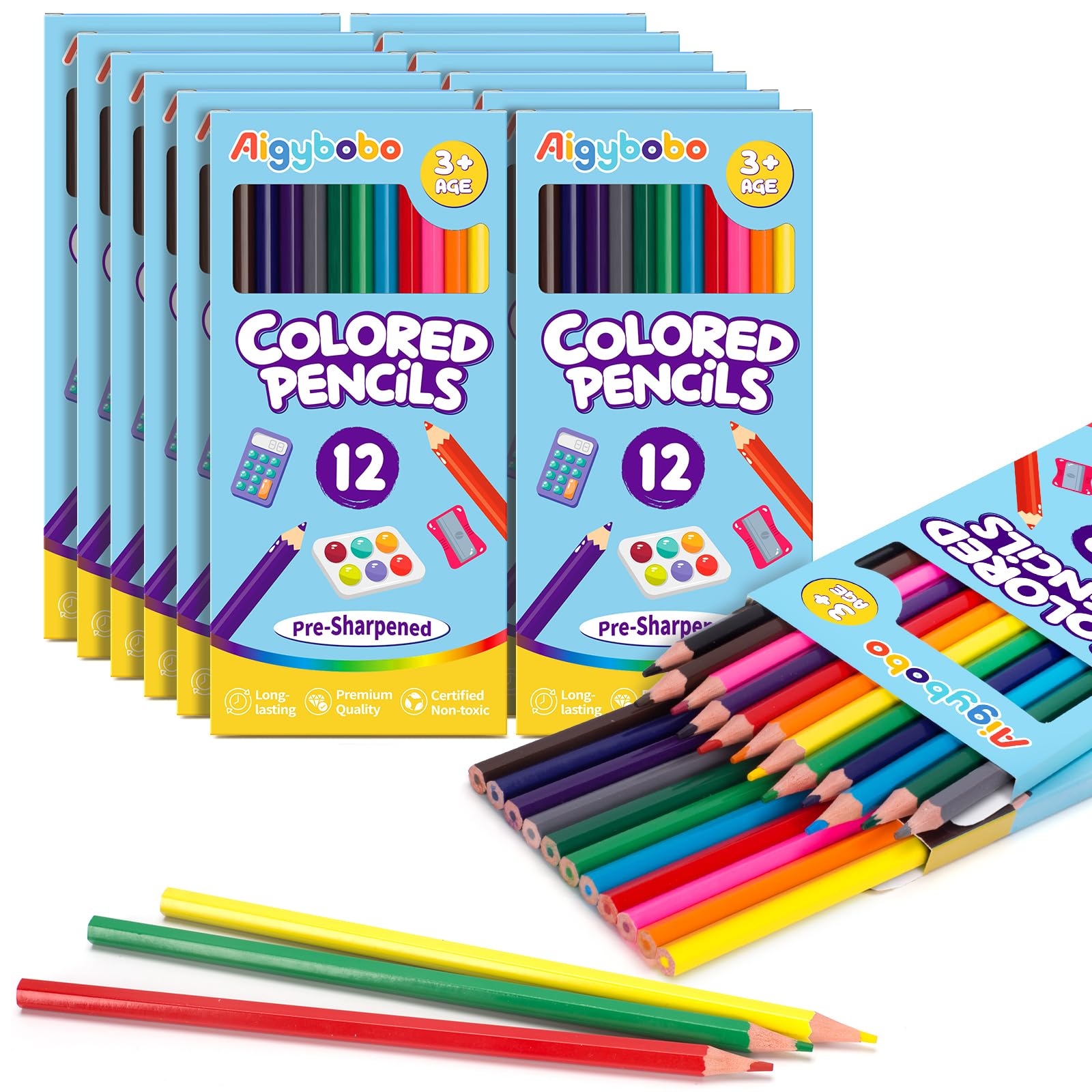 144 Count Colored Pencils for Kids 12 Pack Colored Pencils Bulk in 12 Vibrant Colors Pre-sharpened Color Pencils Bulk Coloring Pencils School Supplies for Teachers Classroom Prizes Art Supplies