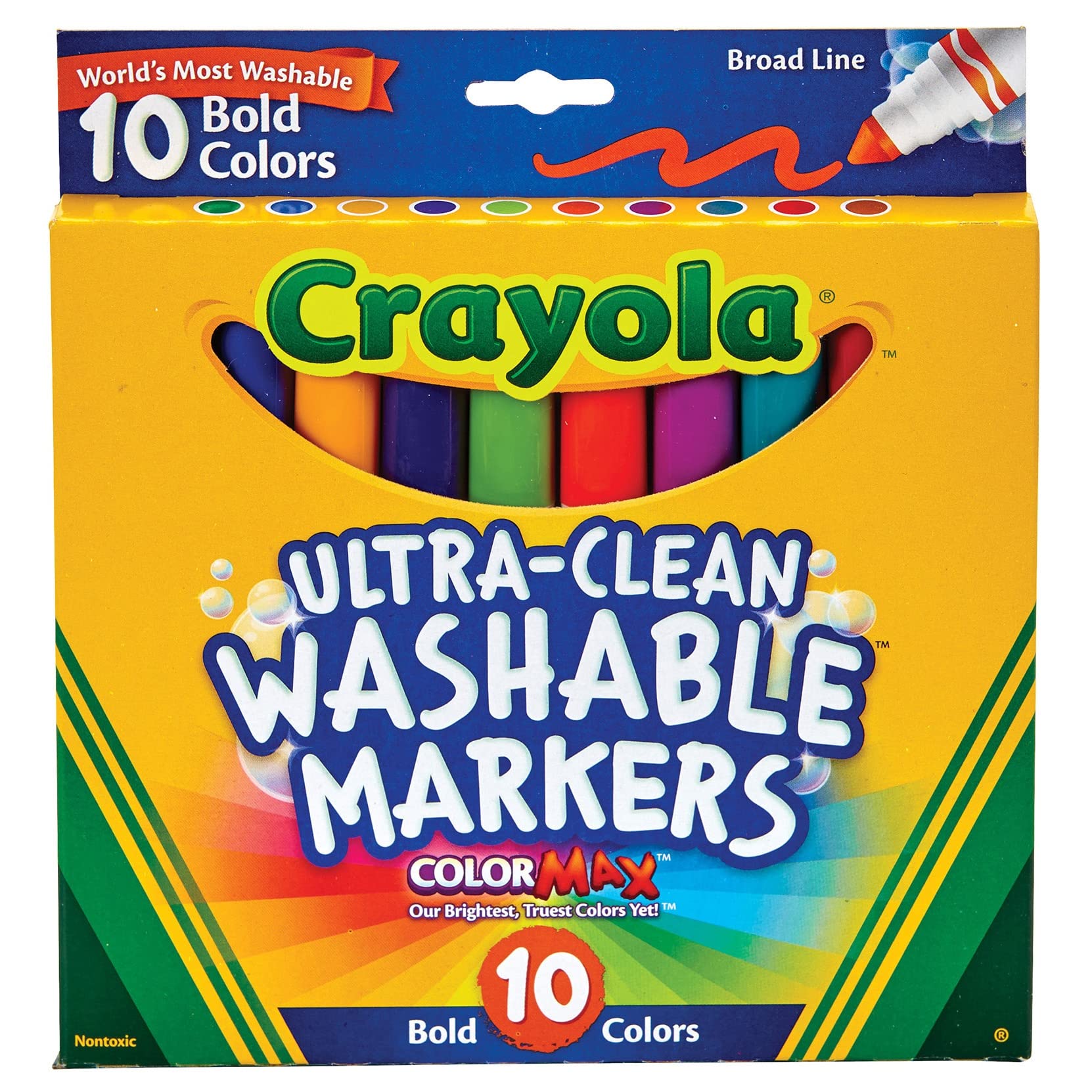 Crayola Ultra Clean Broad Line Markers Bold Washable Markers 10 Count