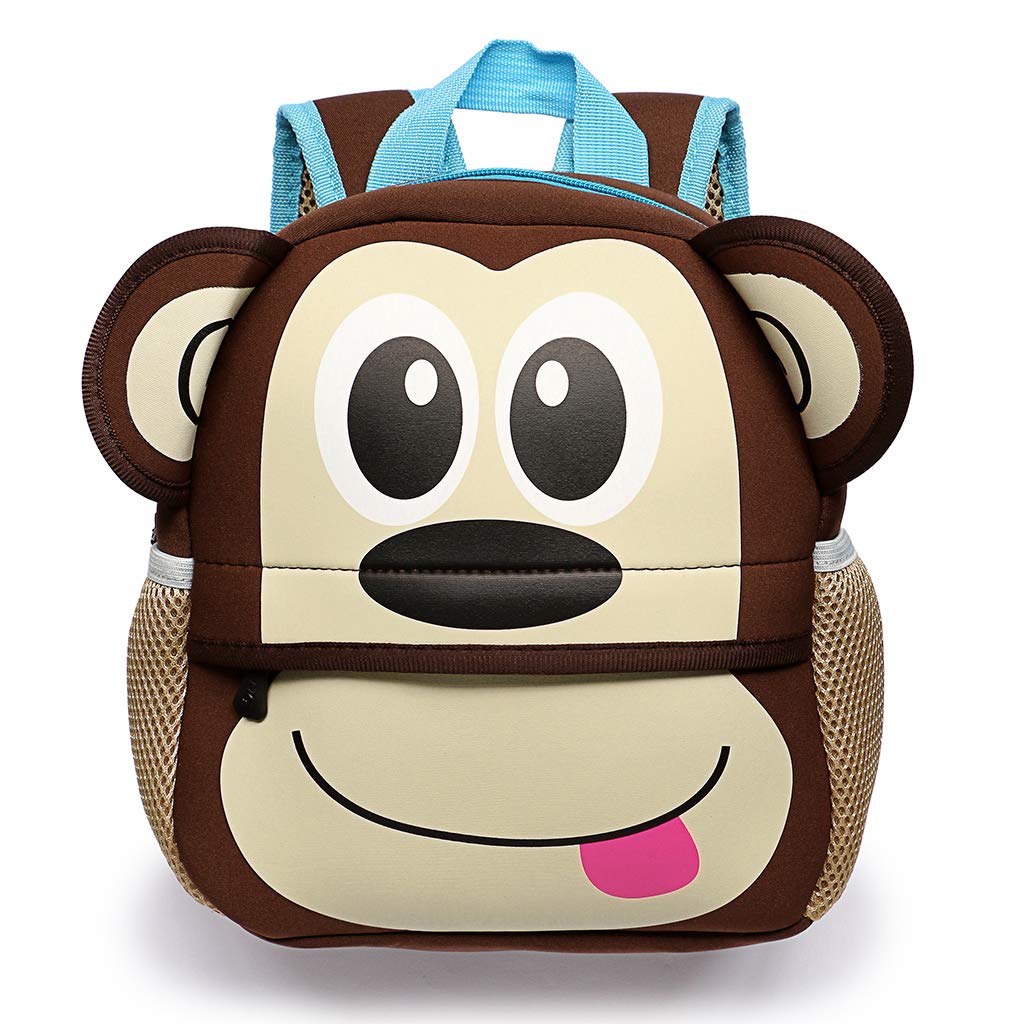 Hipiwe Little Kid Toddler Backpack Baby Boys Girls Kindergarten Pre School Bags Cute Neoprene Cartoon Backpacks (Monkey)