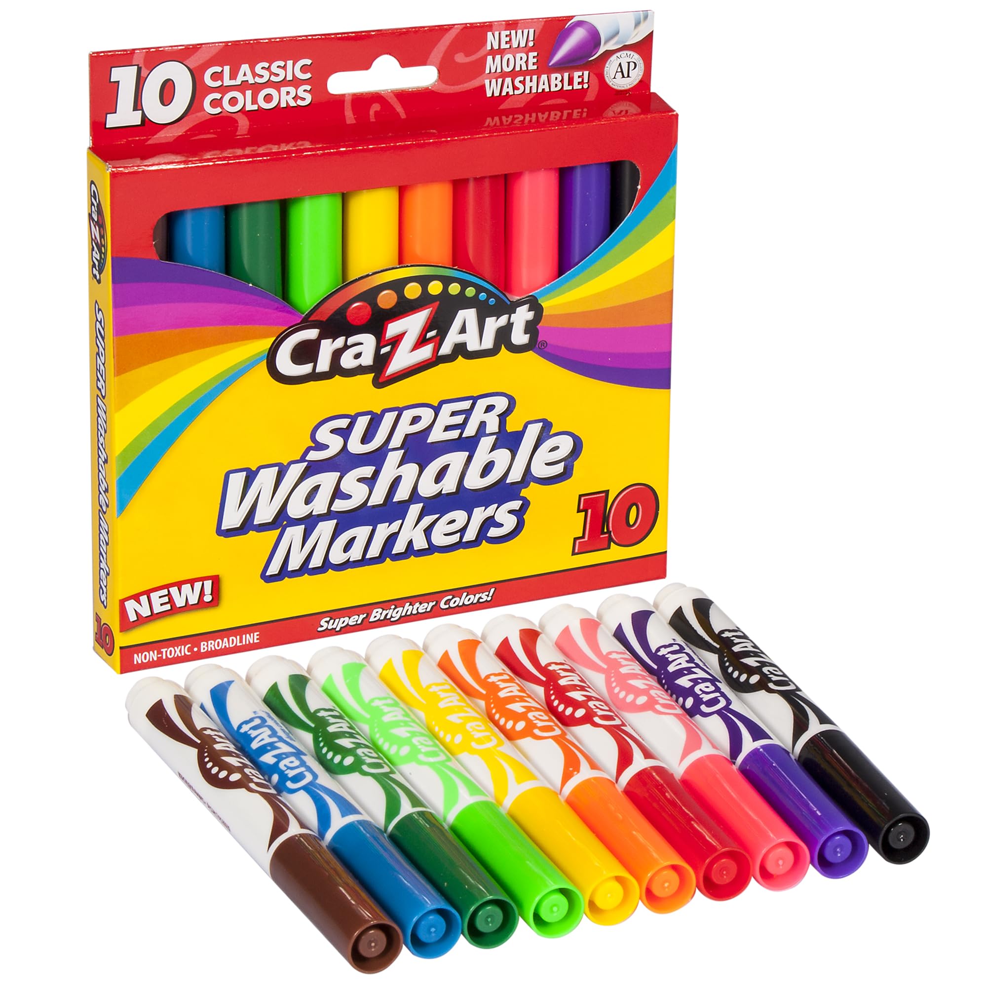 Cra-Z-Art Classic Super Washable Markers Broad Tip Assorted Barrel Assorted Ink Pack Of 10 Markers